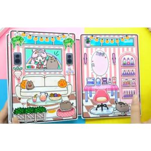 Pusheen Cat Quiet Book - Bussy Book Paper Dolls House mainan edukasi anak bongkar pasang