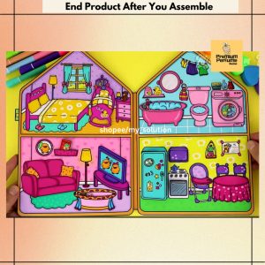Paper Duck Family House Book Paper Doll House Book Laminated Paper DIY Educational Activities/ DIY Mainan Kertas