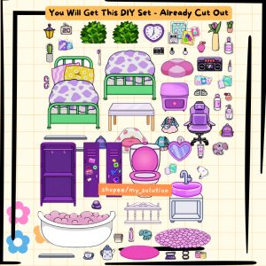 Paper Doll House Toca Boca Paper Book Paperdoll Toca Boca Purple House Paper Book DIY / Buku Toca Boca Patung Kertas