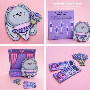 Paper Doll Bunny DollHouse /Mainan/Education/Busy Book/Quietbook/Mainan kanak_kanak/Kertas patung