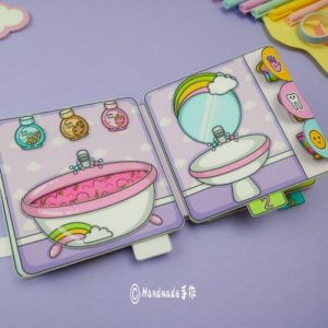 Paper doll Unicorn Doll House/Mainan/Education/Busy Book/Buku/Mainan kanak_kanak/Kertas patung/纸娃娃独角兽娃娃屋安静书