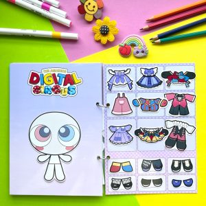 Fun Circus Paper Doll Peel-and-stick Toy (3 doll faces) - Pighandmade Paper Doll