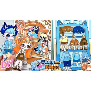 Bluey Brothers House Peel-and-stick Toy & Bingo - Gacha Paper Doll