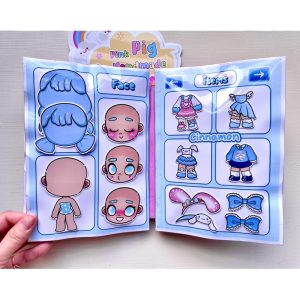 Squishy peel-and-stick toy with 4 characters Kuromi, Melody, Cinnamon, Kitty - Paper doll
