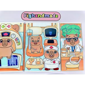 Capybara Hospital peel-and-stick toy - Pighandmade paper doll