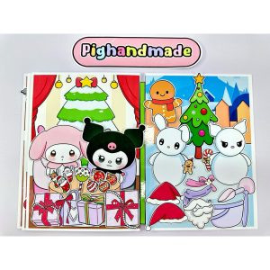 NOEL peel-and-stick toy - adorable Kuromi vs Melody house - Gacha paper doll